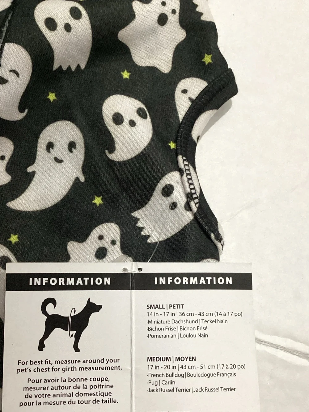 Hoodie with Ghost Print - Black -Dog costume